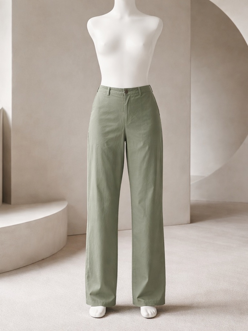 Ralph Lauren Light Sage Green Button-Front Trousers
